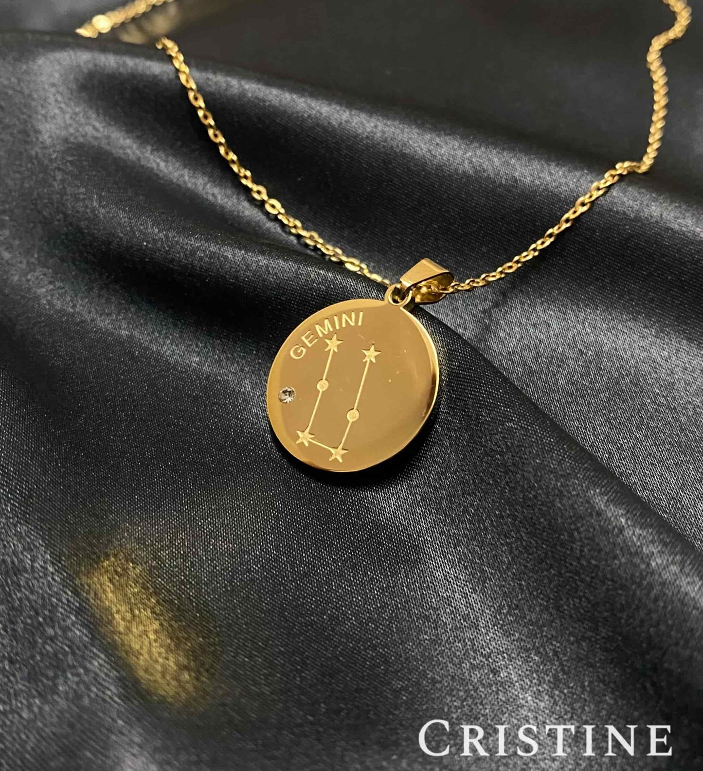 Gemini Zodiac Necklace | Gold Stainless Steel