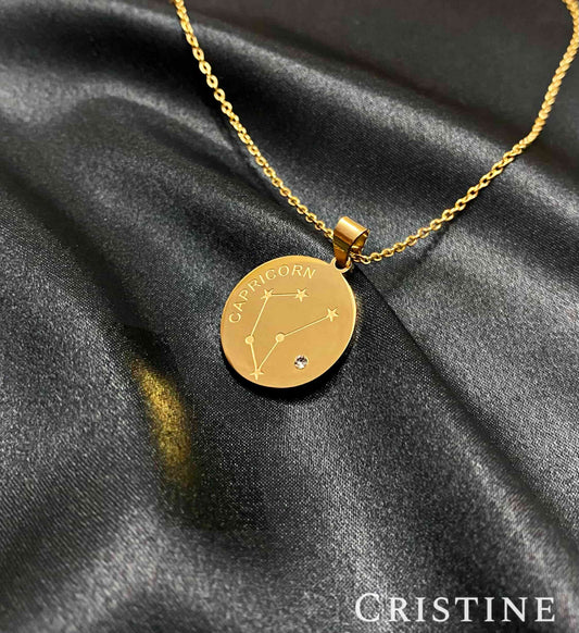 Capricorn Zodiac Necklace | Gold Stainless Steel