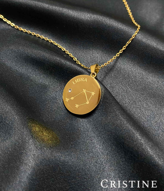 Libra Zodiac Necklace | Gold Stainless Steel