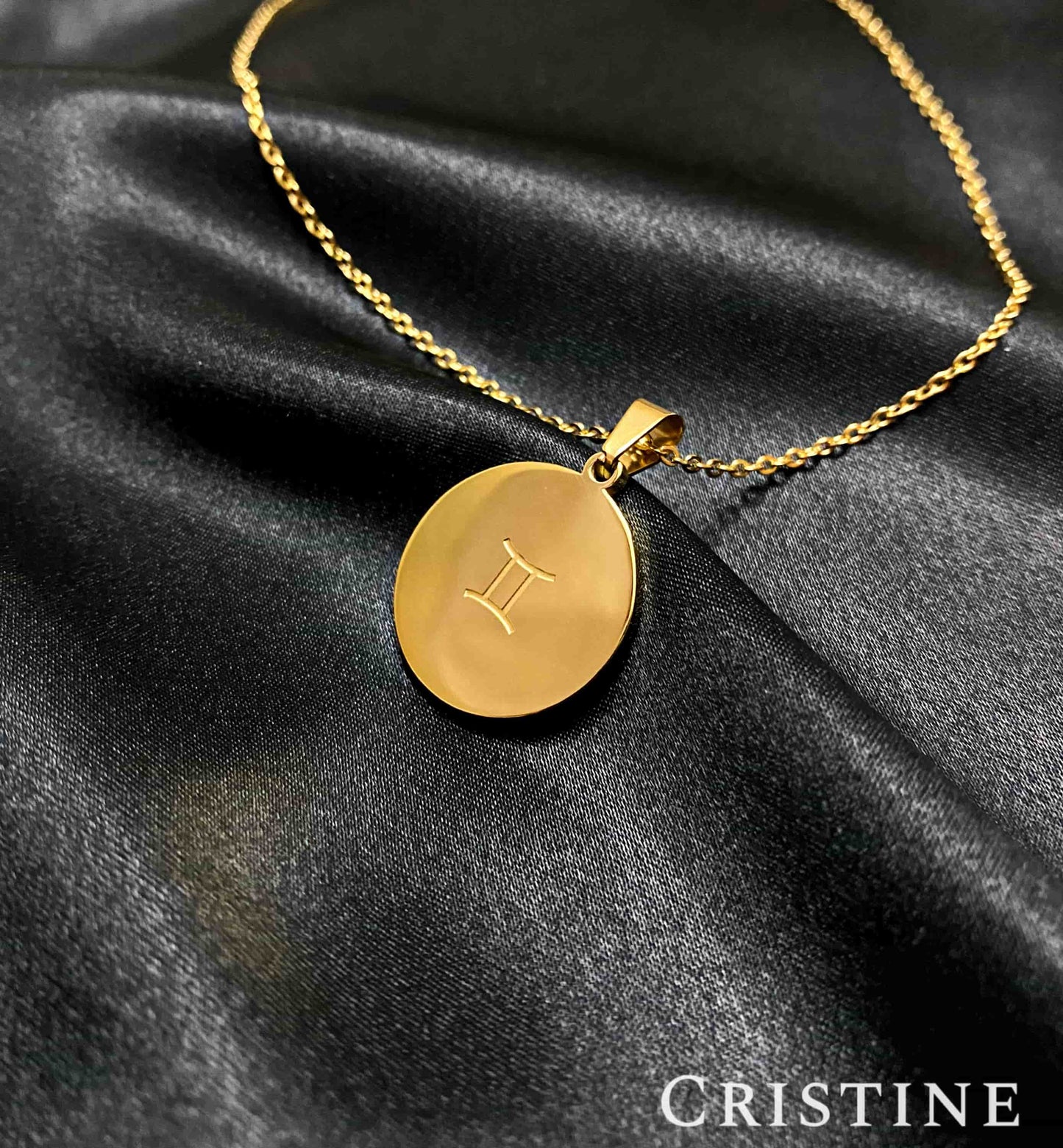 Gemini Zodiac Necklace | Gold Stainless Steel