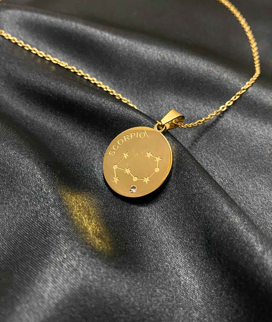 Scorpio Zodiac Necklace | Gold Stainless Steel